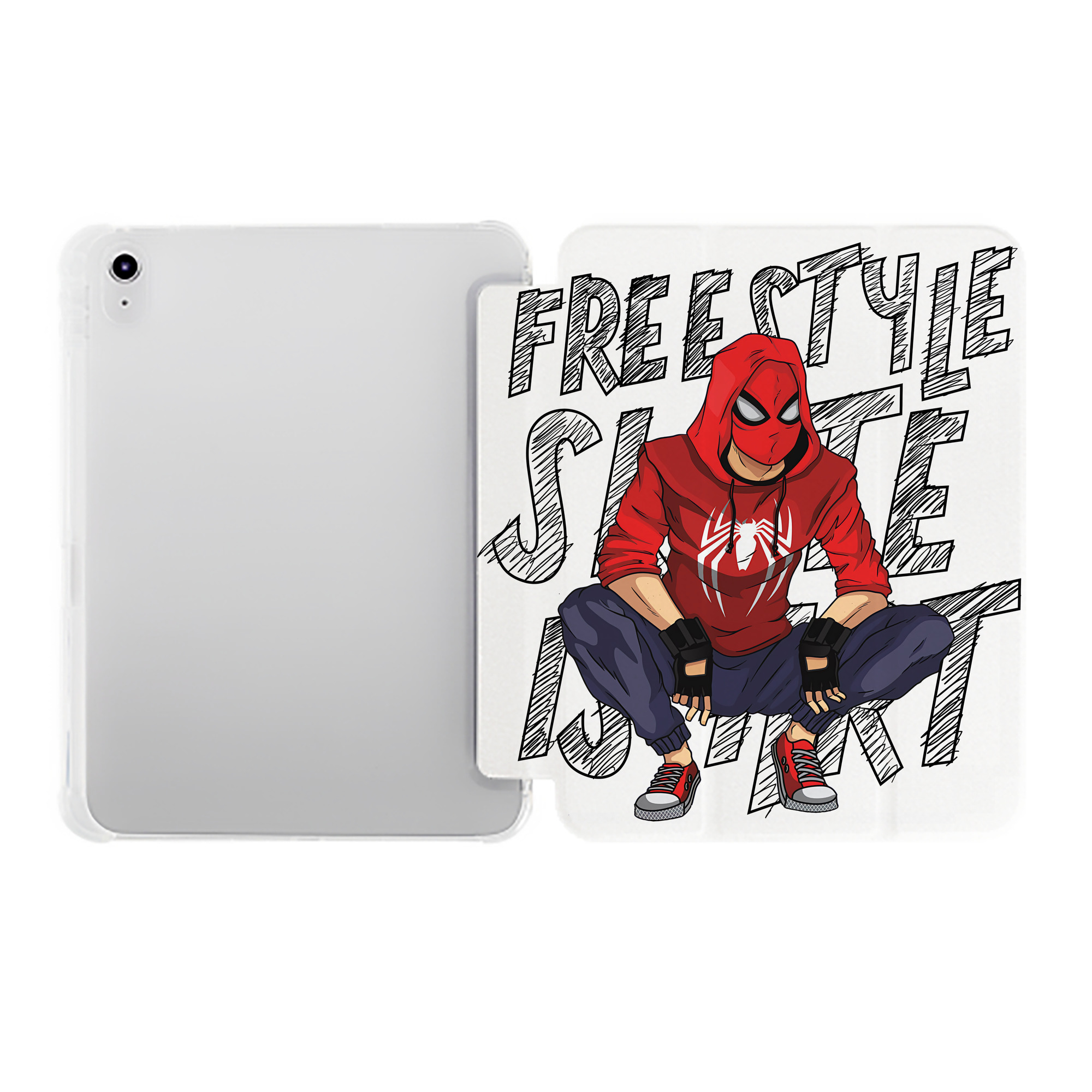 （画像用） Spider Man スパイダーマン IPad ケース ペン収納付き 三つ折りスタンド PUレザー×シリコン 対応機種9.5/10.5/10.9インチ